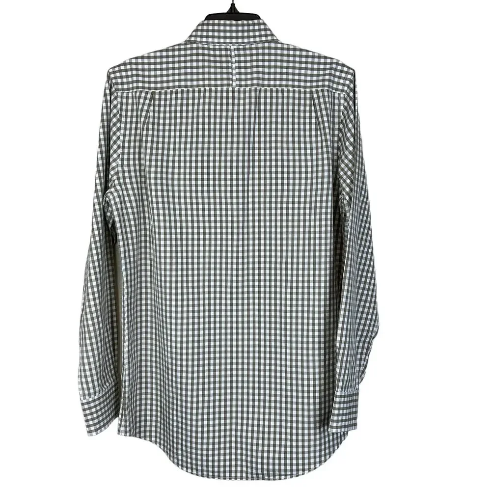 Banana Republic Men Shirt Small Olive Green Gingham Button Down Classic Office